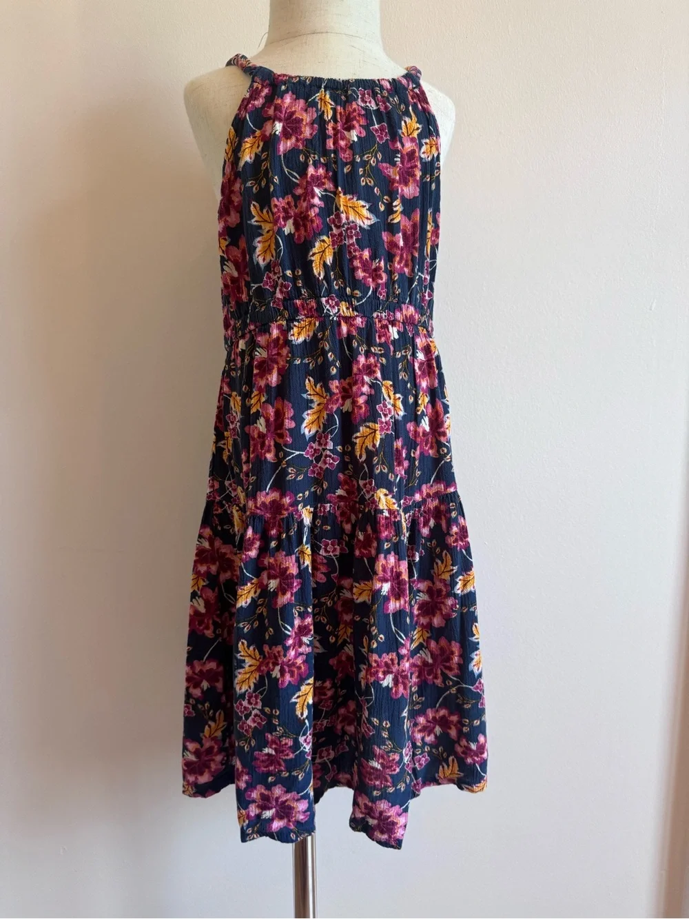 Matching Mommy & Me Dresses with Dark Floral Pattern